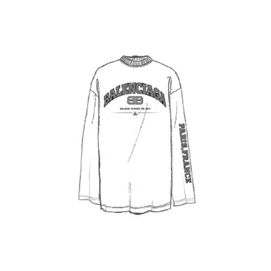 Men's L/S Oversized T-Shirt - Ecru/Orange/White