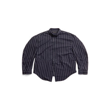 Women's Twisted Sleeve Shirt - Navy/White
