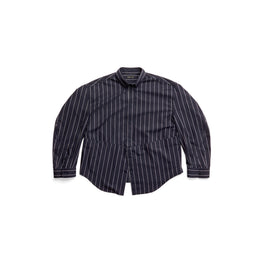 Women's Twisted Sleeve Shirt - Navy/White
