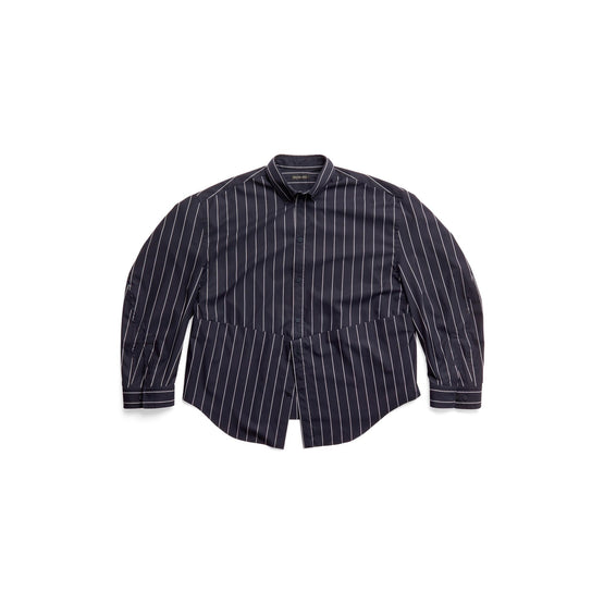 Women's Twisted Sleeve Shirt - Navy/White