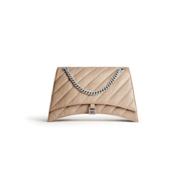 Women's Crush Chain Bag L - Warm Beige