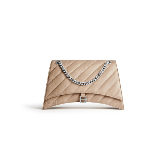 Women's Crush Chain Bag L - Warm Beige
