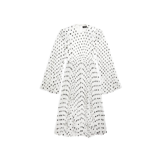 Women's Pleated Dress - White/Black