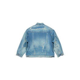Men's Patched Destroyed Jacket - True Blue
