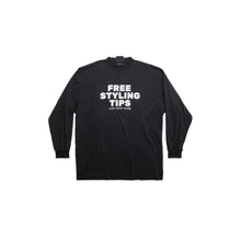 Women's L/S Large Fit T-Shirt - Washed Black/White
