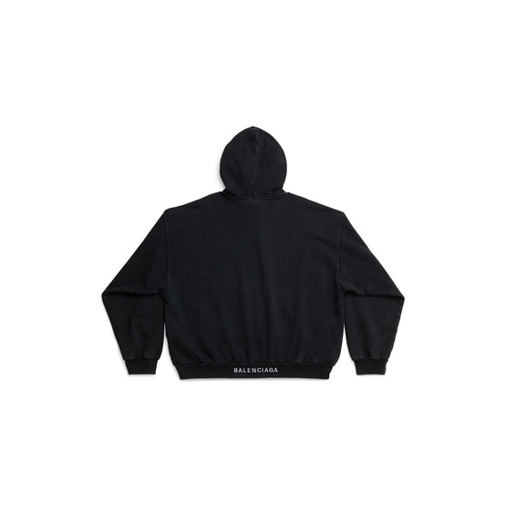 Men's Medium Fit Hoodie - Washed Black/White