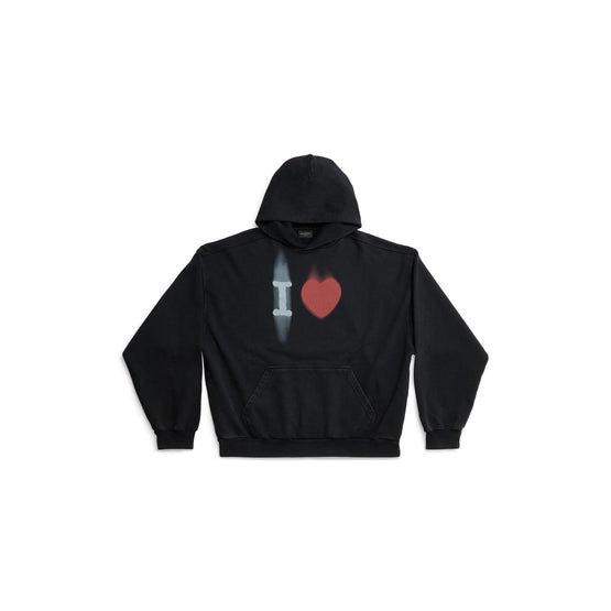 Men's Medium Fit Hoodie - Washed Black/White