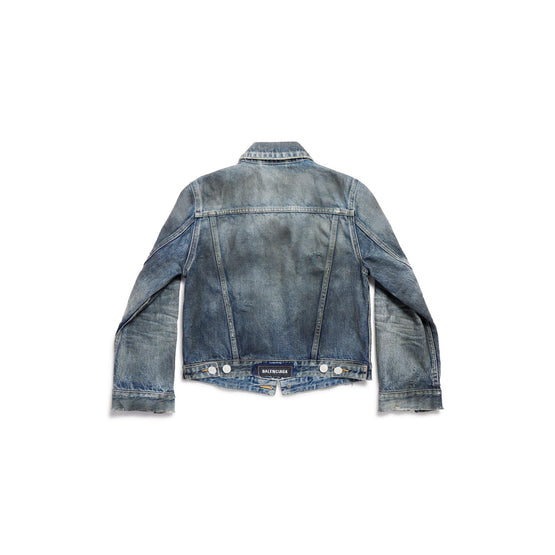 Women's Shrunk Denim Jacket - Dirty Pale Blue