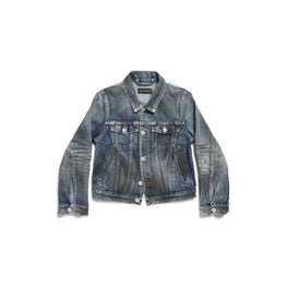 Women's Shrunk Denim Jacket - Dirty Pale Blue