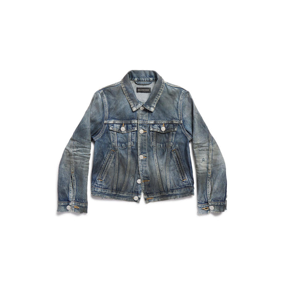 Women's Shrunk Denim Jacket - Dirty Pale Blue
