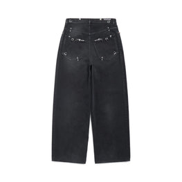 Men's Pierced Baggy Pants - Sunbleached Black