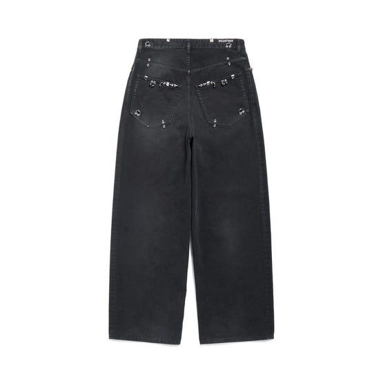 Men's Pierced Baggy Pants - Sunbleached Black