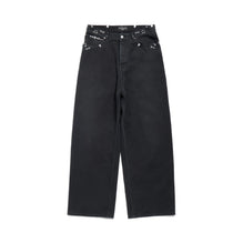 Men's Pierced Baggy Pants - Sunbleached Black