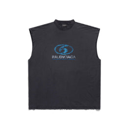 Men's Sleeveless T-Shirt - Faded Black/Blue
