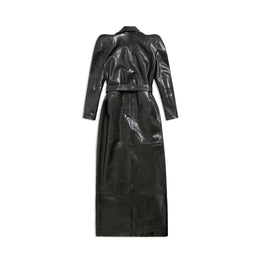 Women's Round Shoulder Trench Coat - Black