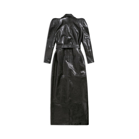 Women's Round Shoulder Trench Coat - Black