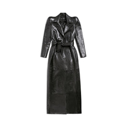 Women's Round Shoulder Trench Coat - Black