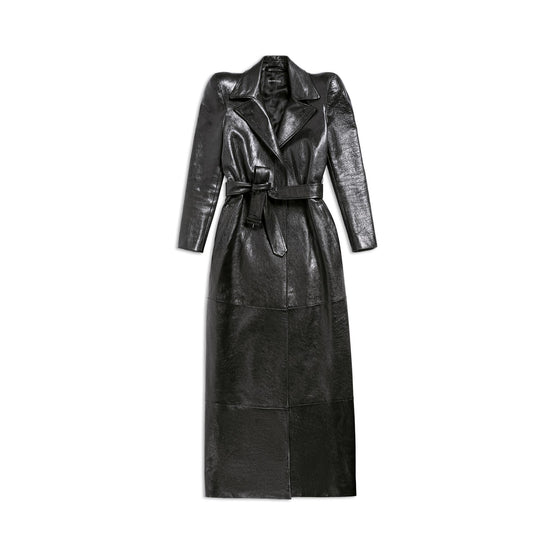 Women's Round Shoulder Trench Coat - Black