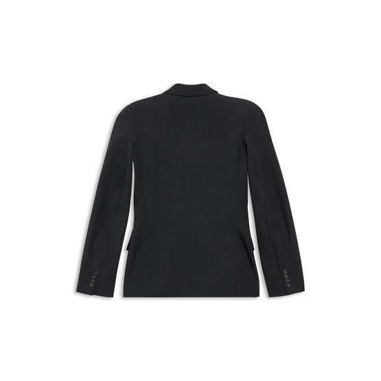 Women's Round Shoulder Waisted Jacket - Black