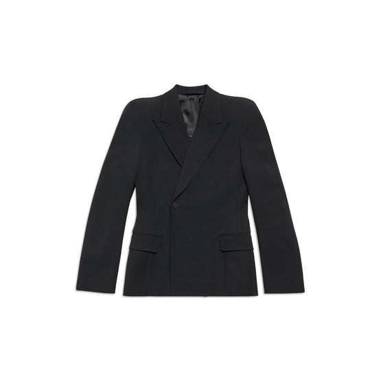 Women's Round Shoulder Waisted Jacket - Black