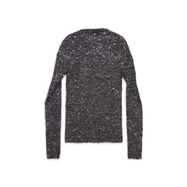 Women's Fitted Crewneck Sweater - Black/Silver