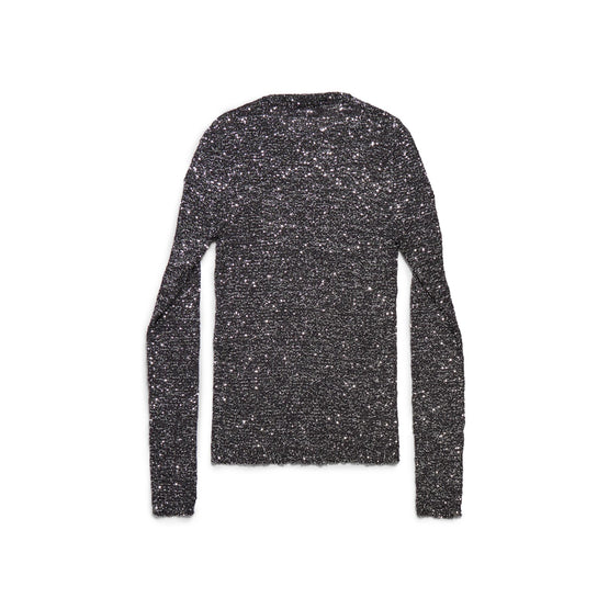 Women's Fitted Crewneck Sweater - Black/Silver