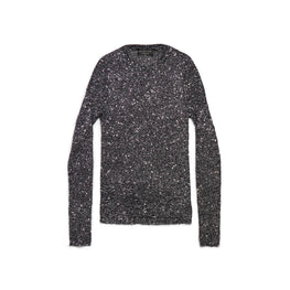 Women's Fitted Crewneck Sweater - Black/Silver