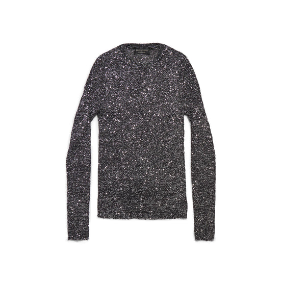 Women's Fitted Crewneck Sweater - Black/Silver