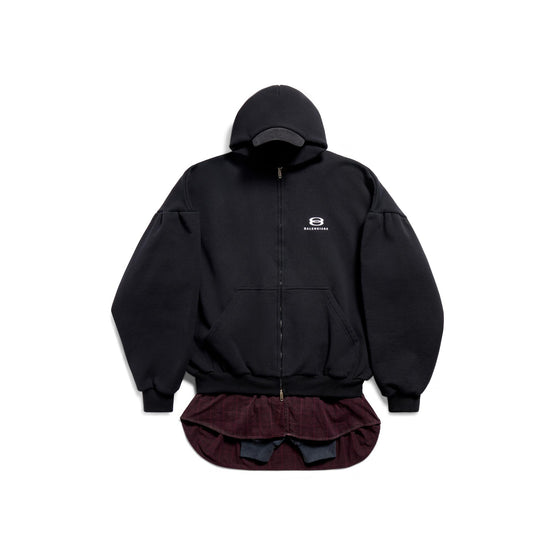 Men's Layered Hoodie - Black/White