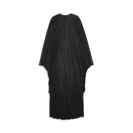 Women's V Neck Pleated Dress - Black