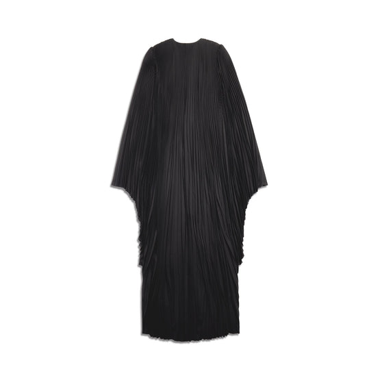 Women's V Neck Pleated Dress - Black