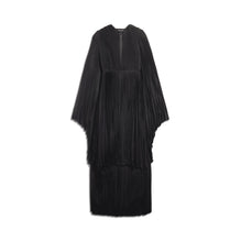 Women's V Neck Pleated Dress - Black
