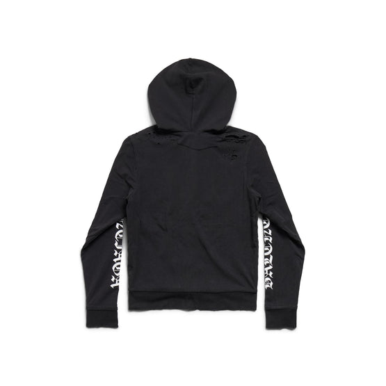 Women's Slim Fit Zip-Up Hoodie - Faded Black/White
