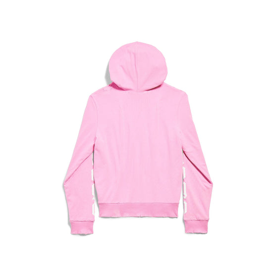 Women's Small Zip-Up Hoodie - Light Pink/White
