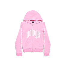 Women's Small Zip-Up Hoodie - Light Pink/White