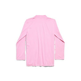 Women's L/S Fitted T-Shirt - Light Pink/White