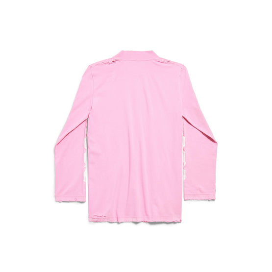 Women's L/S Fitted T-Shirt - Light Pink/White