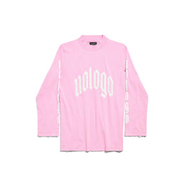 Women's L/S Fitted T-Shirt - Light Pink/White