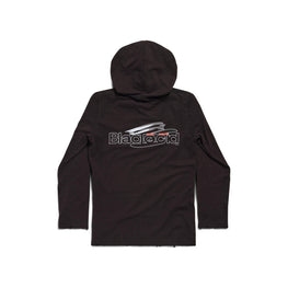 Men's L/S Hooded T-Shirt - Washed Black/White