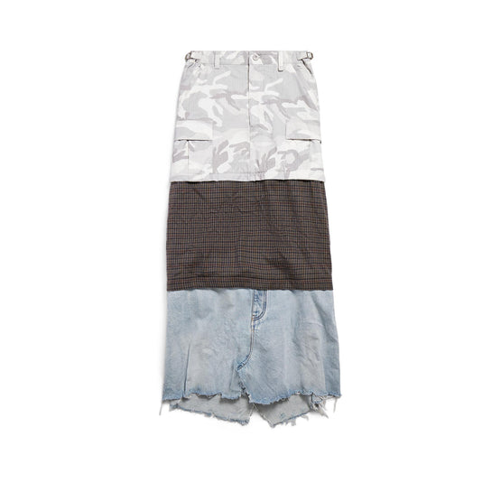 Women's Maxi Layered Cargo Skirt - Light Grey