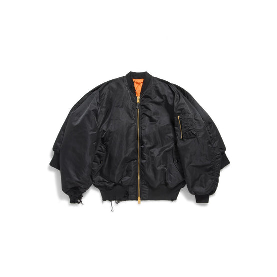 Men's Double Sleeve Bomber - Black