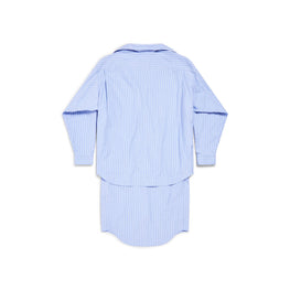 Women's Layered Shirt Dress - Sky Blue/White