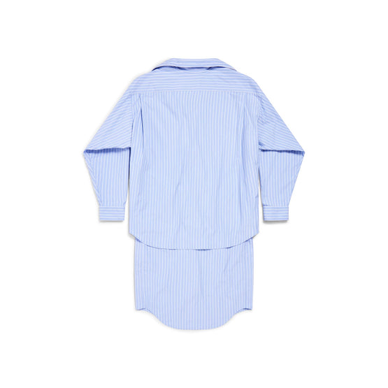 Women's Layered Shirt Dress - Sky Blue/White