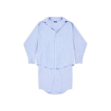 Women's Layered Shirt Dress - Sky Blue/White