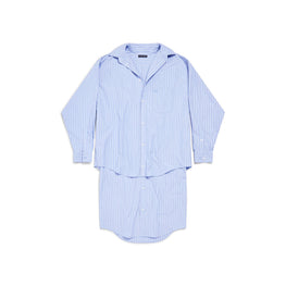 Women's Layered Shirt Dress - Sky Blue/White