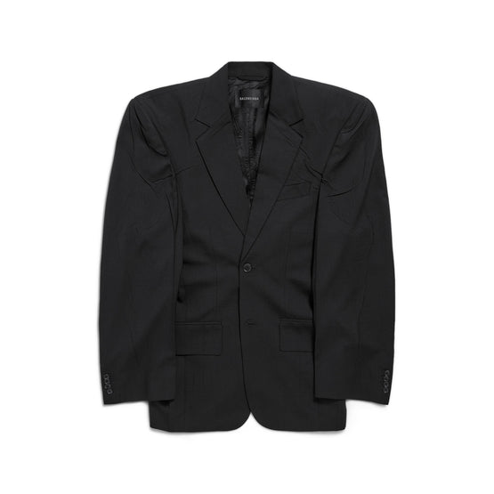 Women's Cut Away Boxy Jacket - Black