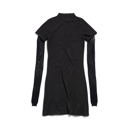 Women's Mesh Sleeve Dress - Faded Black/White