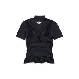 Women's Ua Crewneck Layered S/S Top - Black/Black