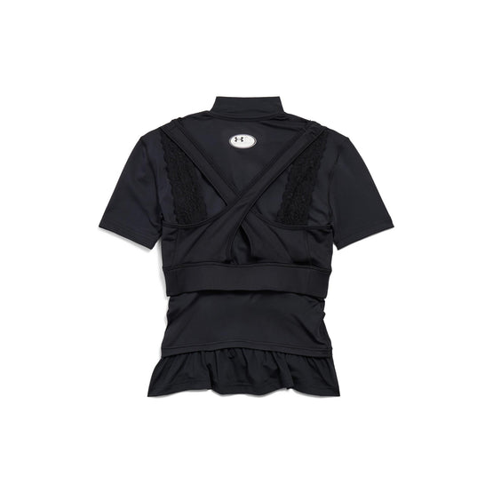 Women's Ua Crewneck Layered S/S Top - Black/Black