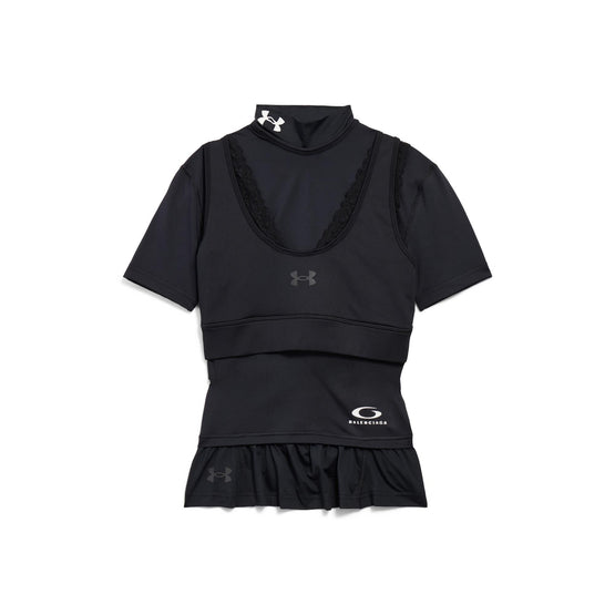 Women's Ua Crewneck Layered S/S Top - Black/Black